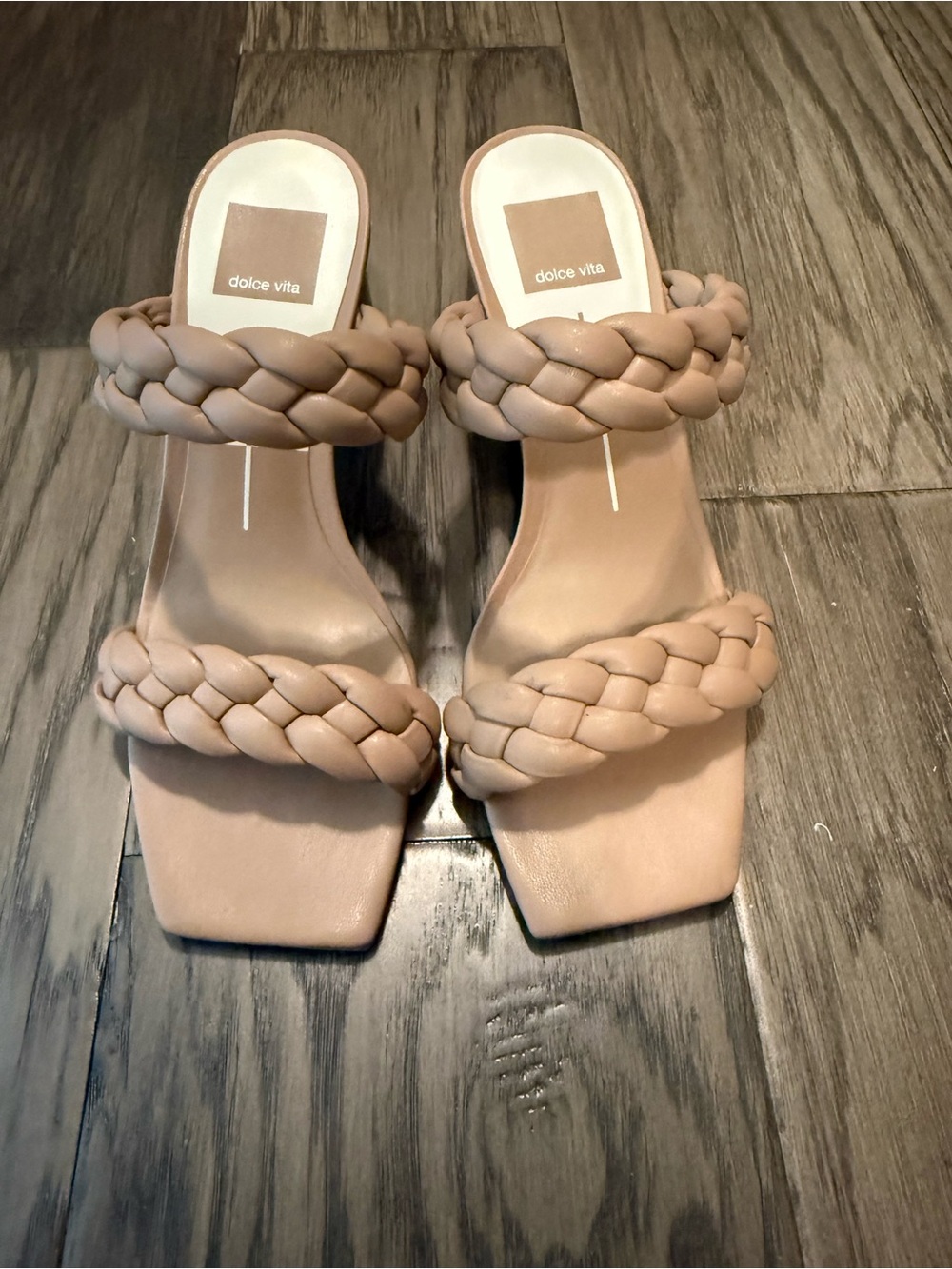 Dolce Vita Braided Double-Strap Slide Sandals - tan